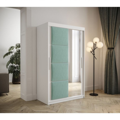 Gardróbszekrény tolóajtóval 120 cm TALIA - fehér / türkiz