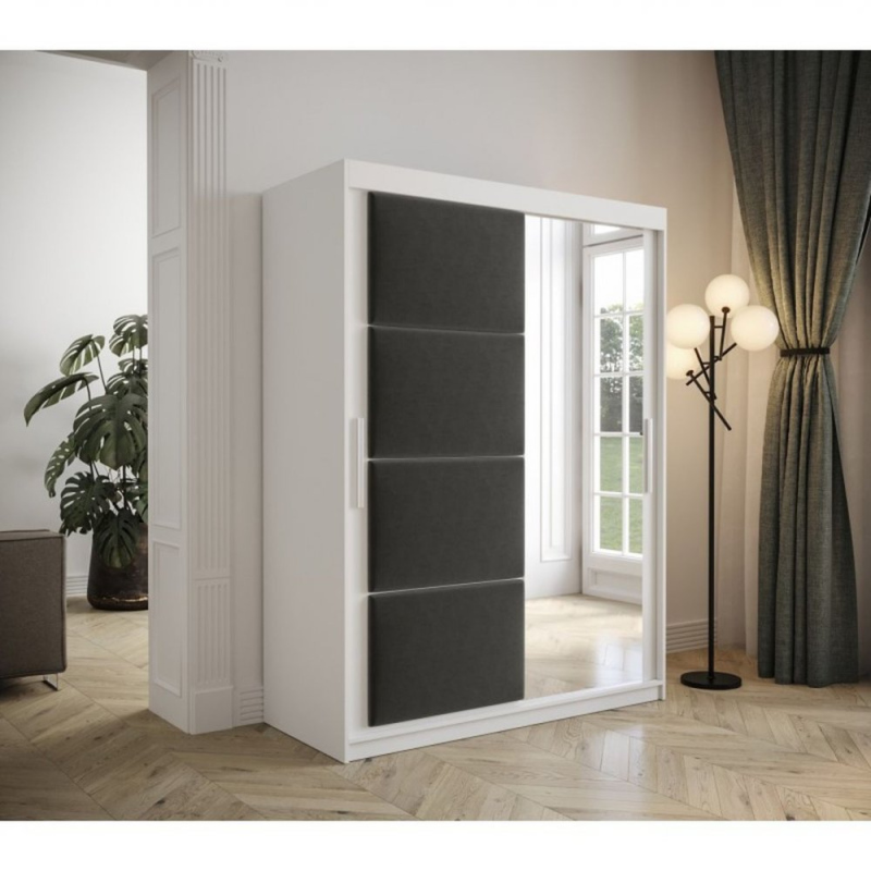 Gardróbszekrény tolóajtóval 150 cm TALIA - fehér / szürke