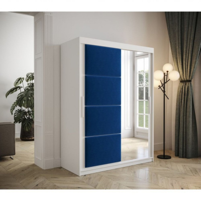 Gardróbszekrény tolóajtóval 150 cm TALIA - fehér / kék