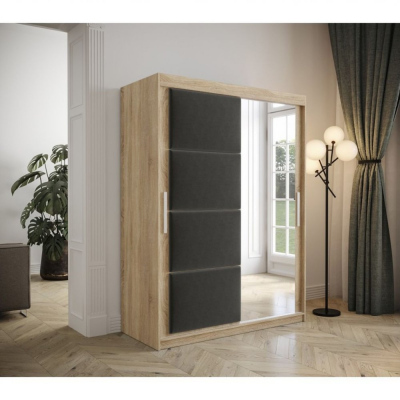 Tolóajtós gardróbszekrény 150 cm TALIA - sonoma tölgy / szürke