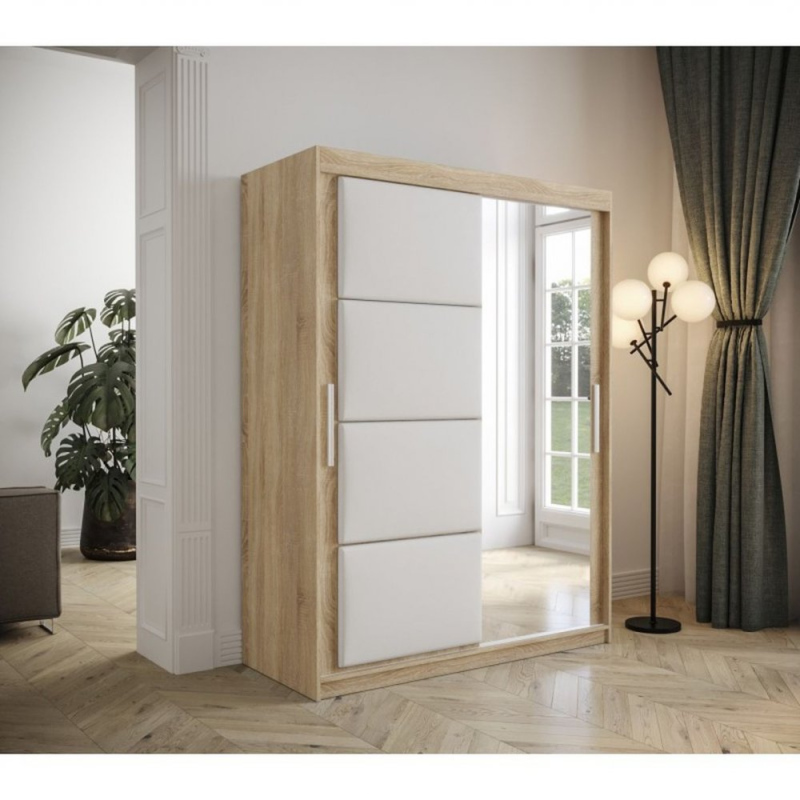 Tolóajtós gardróbszekrény 150 cm TALIA - sonoma tölgy / fehér
