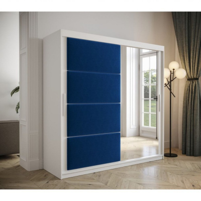 TALIA tolóajtós szekrény 200 cm - fehér / kék