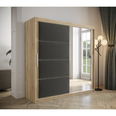 Tolóajtós gardróbszekrény 200 cm TALIA - sonoma tölgy / szürke