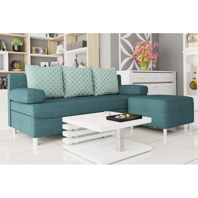 ELZA kinyitható kanapé ülőpuffal - kékeszöld