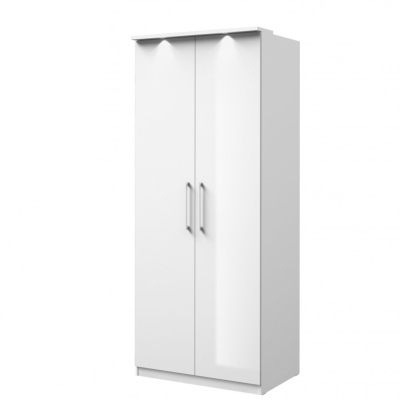 OLIKA kétajtós gardróbszekrény - 90 cm széles, fehér