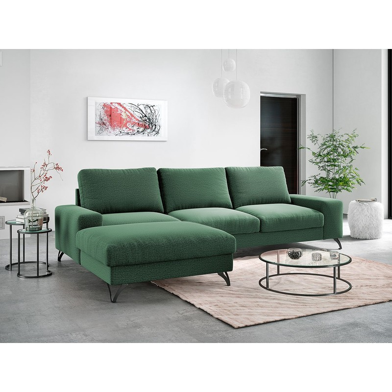 LANSING 1 kinyitható kanapé tárolóhellyel - zöld, bal sarok