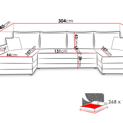 KORNELIE U-alakú ülőgarnitúra - szürke / bézs