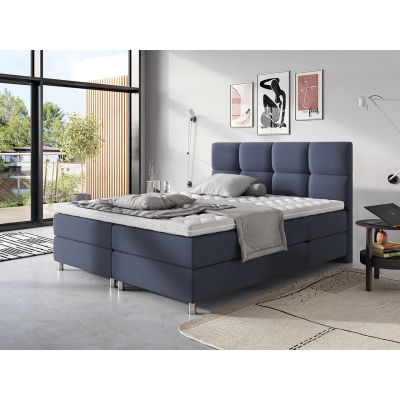 CAMRIN boxspring ágy 140x200 - kék 1 + INGYENES topper