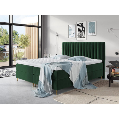 CANDICE boxspring ágy 180x200 - zöld + INGYENES topper