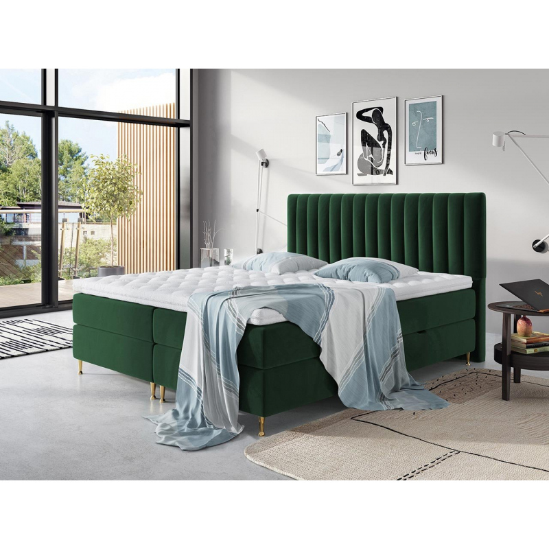 CANDICE boxspring ágy 180x200 - zöld + INGYENES topper