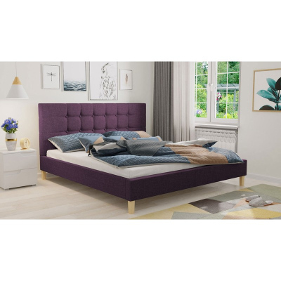 NEWARK kárpitozott ágy matrac nélkül 180x200 cm - lila