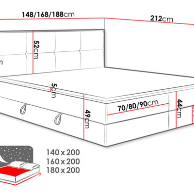 JERSEY kontinentális ágy 140x200 -barna / szürke + INGYENES topper
