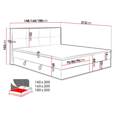 JERSEY kontinentális ágy 140x200 -barna / szürke + INGYENES topper