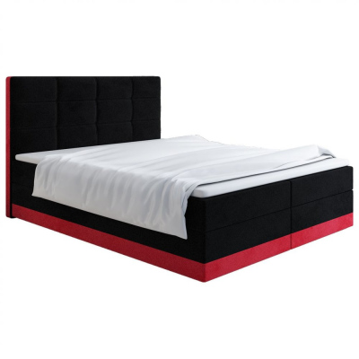 LILLIANA 1 kárpitozott ágy 140x200 - fekete / piros