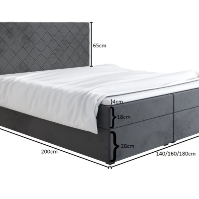 LILLIANA 2 kárpitozott ágy 140x200 - fekete