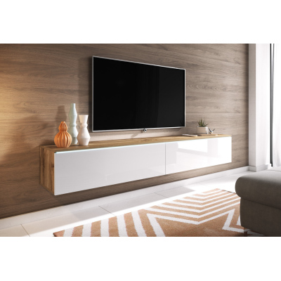 CERIEE 180 TV-asztal - wotan tölgy / fényes fehér