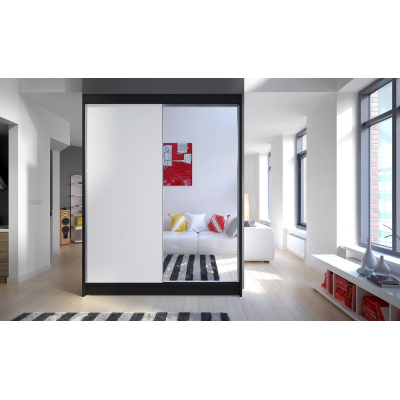Tükrös gardrób CHANNA 1 - szélesség 150 cm, fekete / fehér
