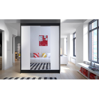 Tükrös gardrób CHANNA 2 - szélesség 150 cm, fekete / fehér