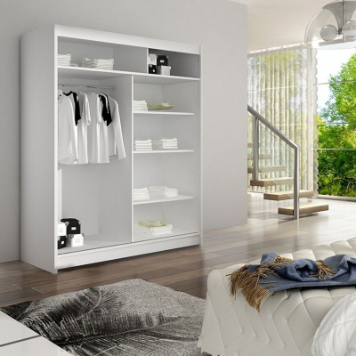 Tükrös gardrób CHANNA 3 - szélesség 150 cm, fehér / fekete
