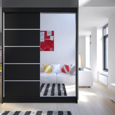 Tükrös gardrób CHANNA 3 - szélesség 150 cm, fekete