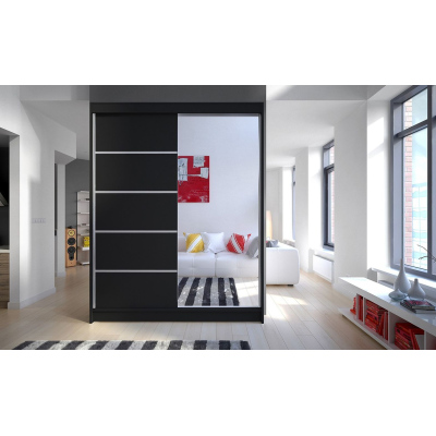 Tükrös gardrób CHANNA 3 - szélesség 150 cm, fekete