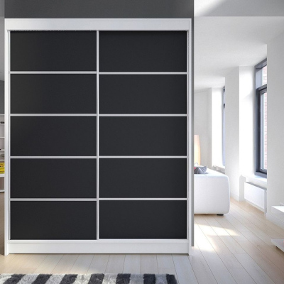 CHANNA 4 gardróbszekrény - szélesség 150 cm, fehér / fekete