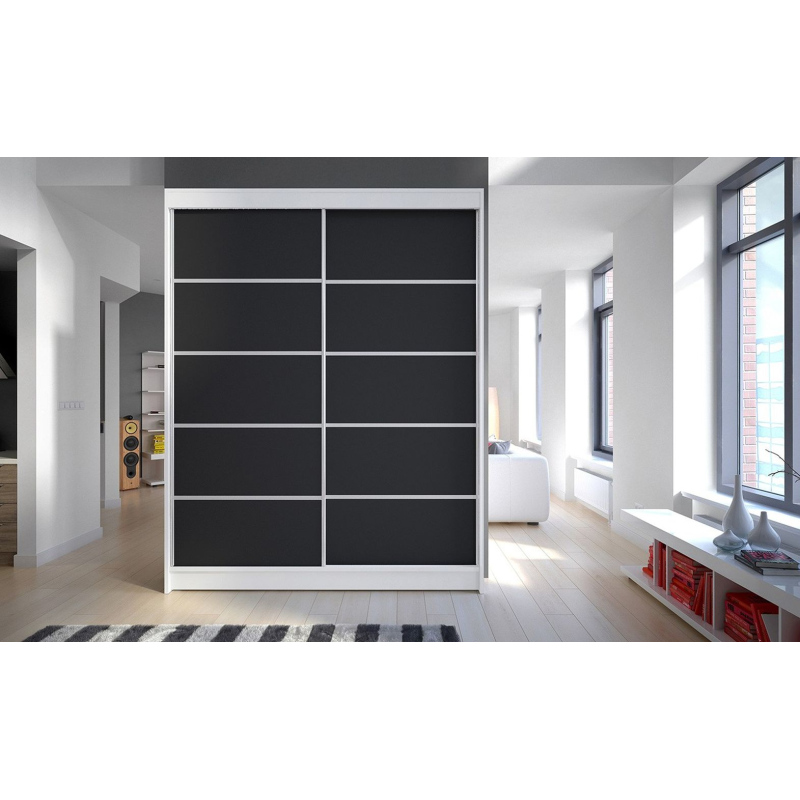 CHANNA 4 gardróbszekrény - szélesség 150 cm, fehér / fekete