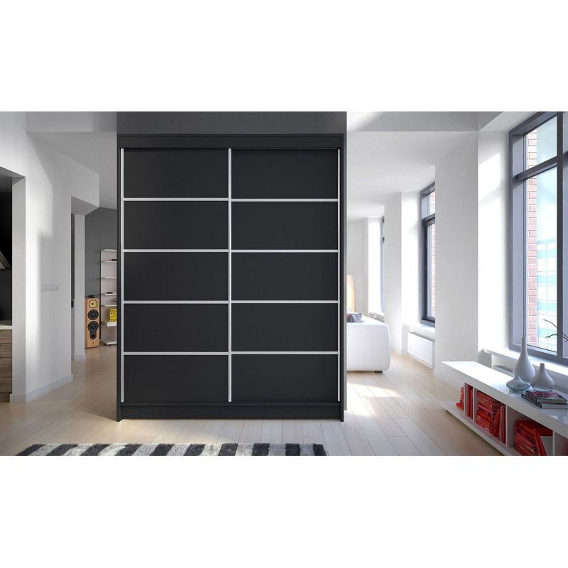 CHANNA 4 gardróbszekrény - szélesség 150 cm, fekete