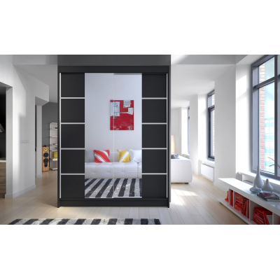 Tükrös gardrób CHANNA 5 - szélesség 150 cm, fekete