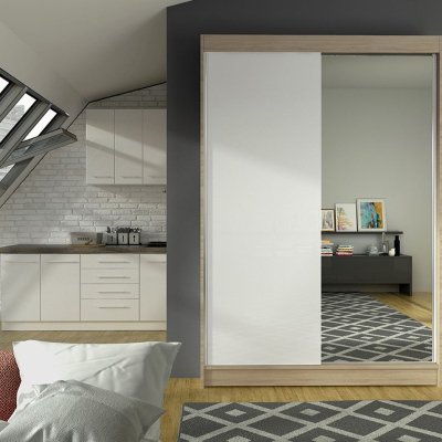 Modern LINH 1 gardróbszekrény - szélesség 120 cm, sonoma / fehér