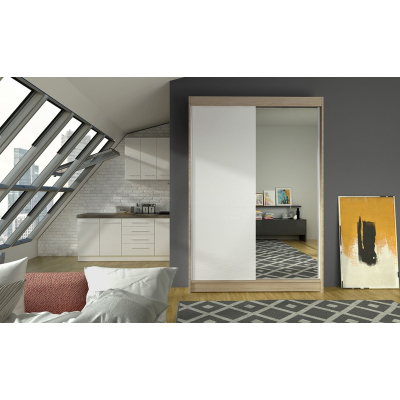 Modern LINH 1 gardróbszekrény - szélesség 120 cm, sonoma / fehér
