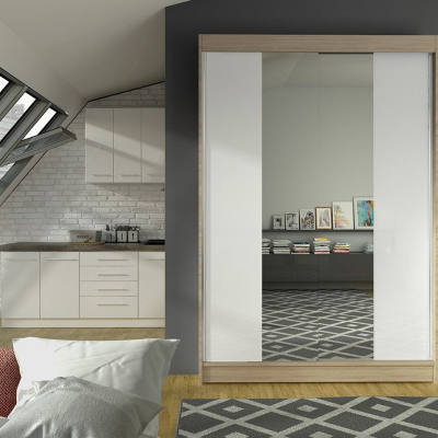Modern LINH 2 gardróbszekrény - szélesség 120 cm, sonoma / fehér