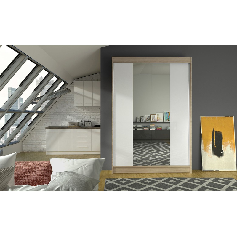 Modern LINH 2 gardróbszekrény - szélesség 120 cm, sonoma / fehér