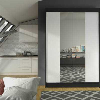 Modern LINH 2 ruhásszekrény - szélesség 120 cm, fekete / fehér