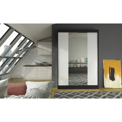Modern LINH 2 ruhásszekrény - szélesség 120 cm, fekete / fehér