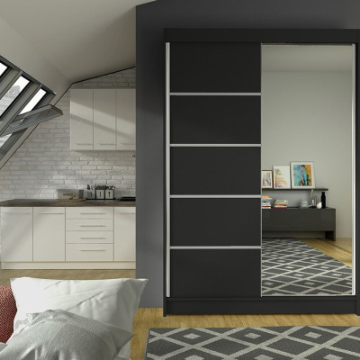 Modern LINH 3 ruhásszekrény - szélesség 120 cm, fekete