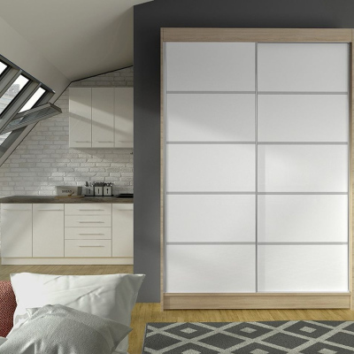 Modern LINH 4 gardróbszekrény - szélesség 120 cm, sonoma / fehér