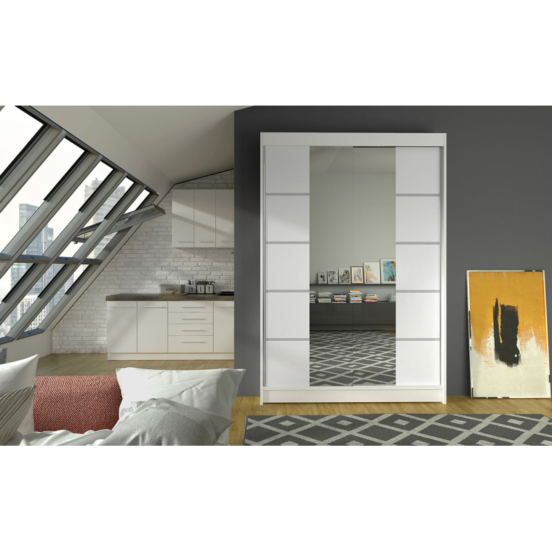 Modern LINH 5 ruhásszekrény - szélesség 120 cm, fehér