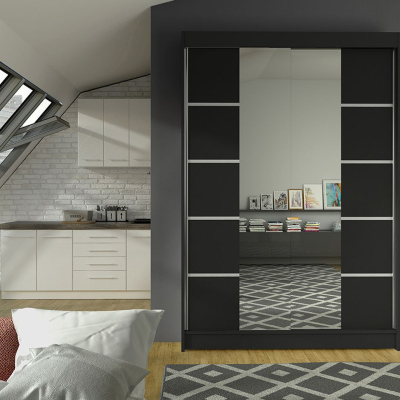 Modern LINH 5 ruhásszekrény - szélesség 120 cm, fekete