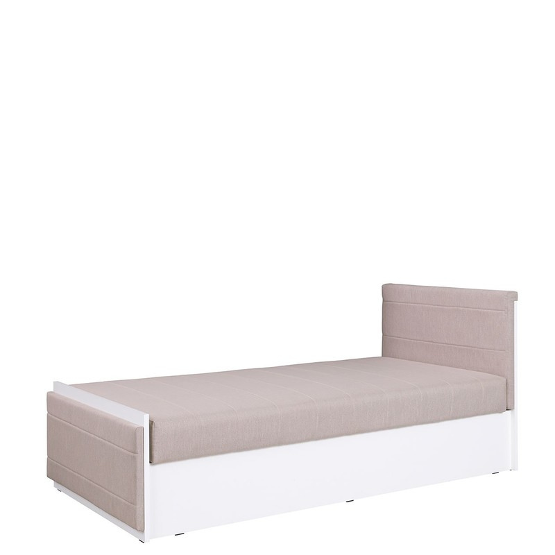 BROKEN egyszemélyes ágy matraccal 90x200 - fehér / bézs