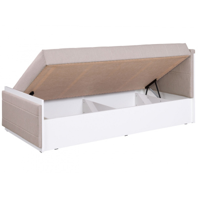 BROKEN egyszemélyes ágy matraccal 90x200 - fehér / bézs
