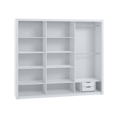 CORTLAND 6 gardróbszekrény tükörrel 250 cm - fehér