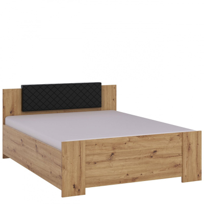 CORTLAND 1 franciaágy 160x200 - artisan tölgy / fekete ökobőr