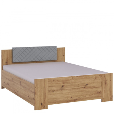 CORTLAND 1 franciaágy 160x200 - artisan tölgy / szürke ökobőr