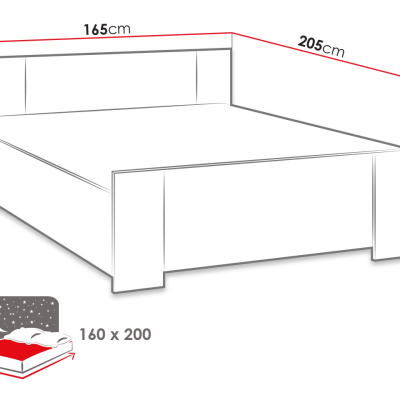 CORTLAND 1 franciaágy 160x200 - fehér / fekete ökobőr