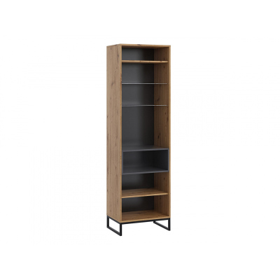Magas vitrin LED világítással BEND 1 - fekete / artisan tölgy