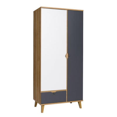Gardrób kombináció 80 cm VISTA - arany tölgy / fehér / grafit