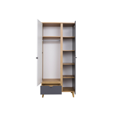 Gardrób kombináció 80 cm VISTA - arany tölgy / fehér / grafit