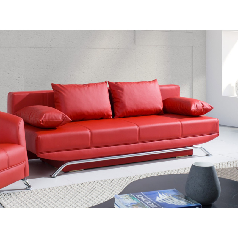 BEND kinyitható kanapé tárolóhelyekkel - piros ökobőr