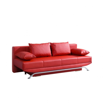 BEND kinyitható kanapé tárolóhelyekkel - piros ökobőr